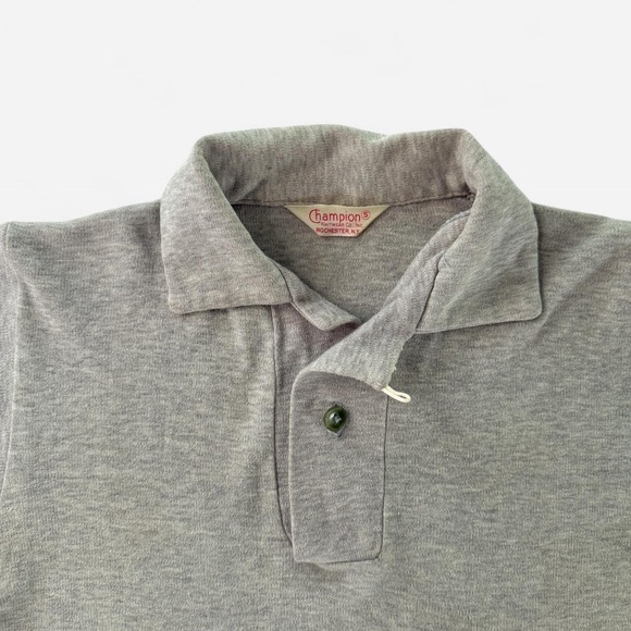 Vintage 1950s Champion Gray Polo with Red Flock Print Graphic - Picture 2 of 7